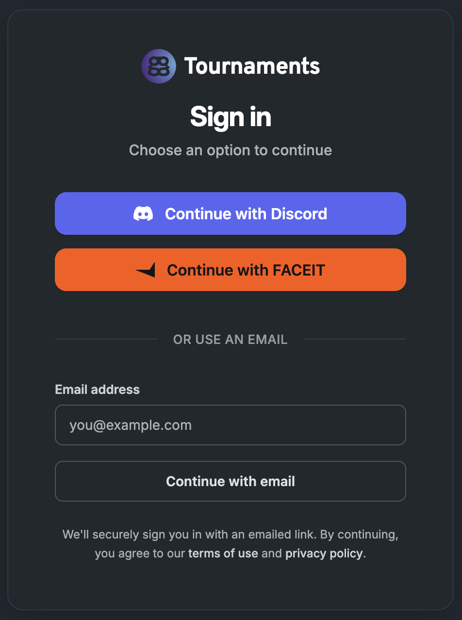 The default sign-in page