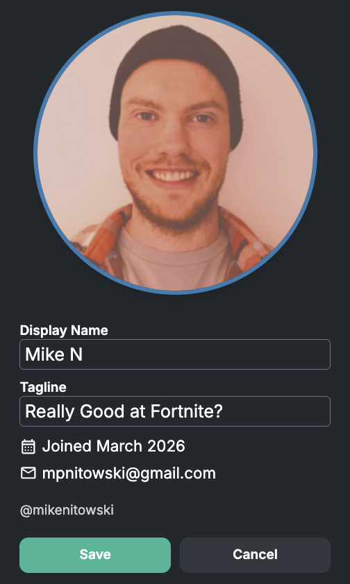 Editing display name and tagline